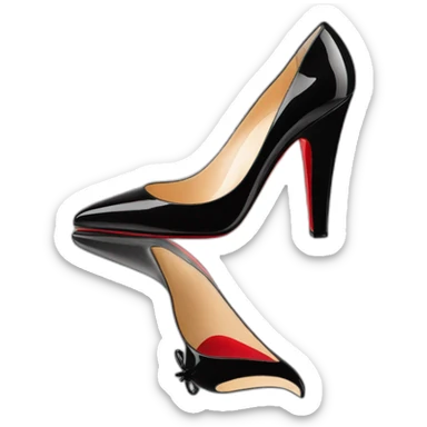 CHRISTIAN LOUBOUTIN UNE PLUME BLK PATENT WEDGE heel sticker