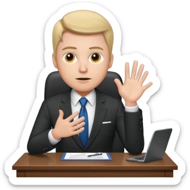 un recruteur qui pose une question à son bureau à un candidat sticker