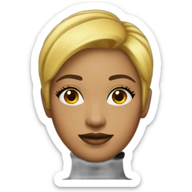 yellow skin beautiful woman with short hair wearing black turtleneck sticker