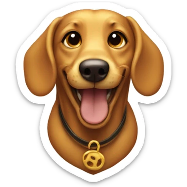 Creat a golden wiener dog smiling sticker