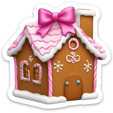 Gingerbread house with a pink bow  sticker