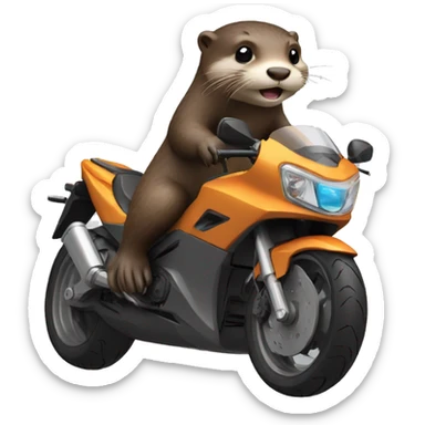 Otter who rides a Sport motorcycle from the side sticker