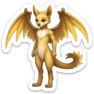 Anthro shy winged animal hybrid full body sticker