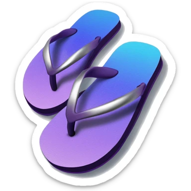 Realistic dark purple to blue ombre flip flops with metallic silver accents. sticker