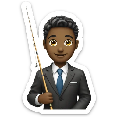 smiling boy in formal attire fishing  sticker