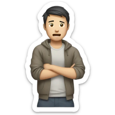 Asian dude who is stressed out sticker