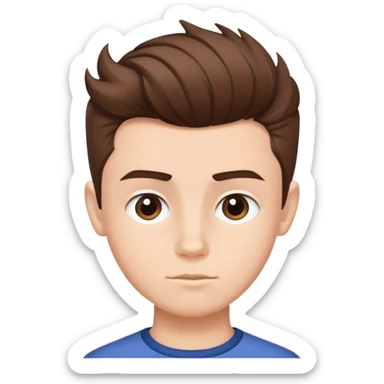 Menino branco com cabelo curto castanho topete sticker