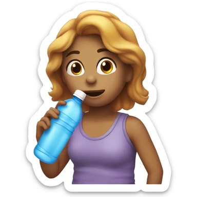Sally sucking on a water bottle sticker