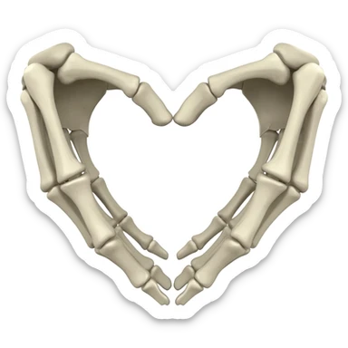 A skeletons hands shaped as a heart sticker