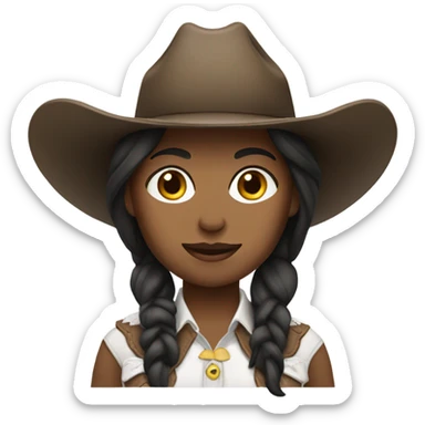 White cowgirl,  dark brown hair  sticker