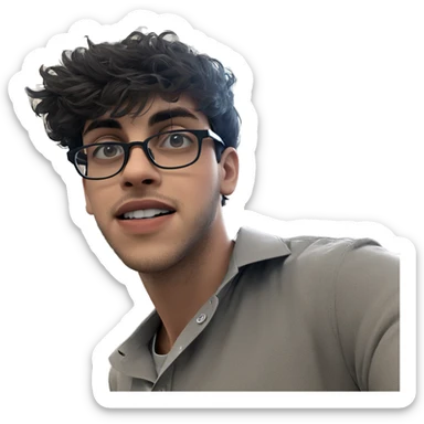 male with glasses indoors sticker