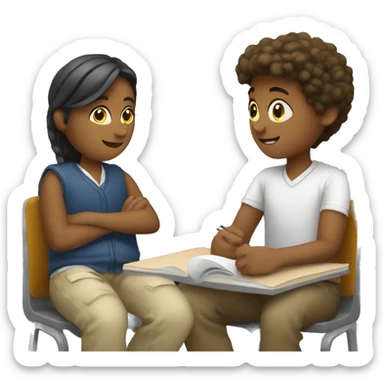 students sitting at school and chatting sticker