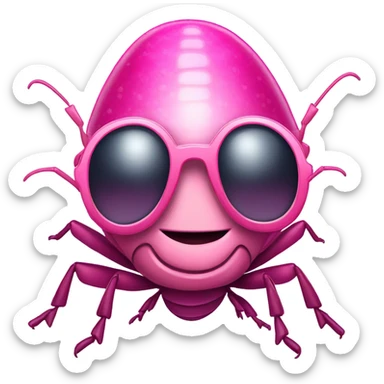 Pink bedazzle cockroach with sunglasses sticker