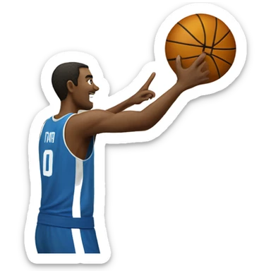 Man playing basket with the finger up to the air sticker