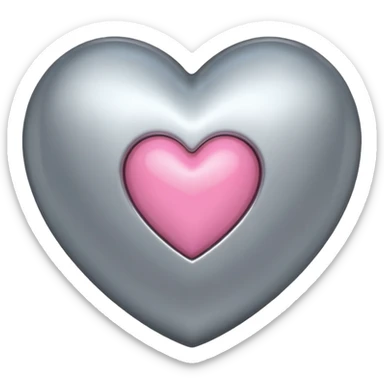 silver heart with one pink mini heart inside of it  sticker