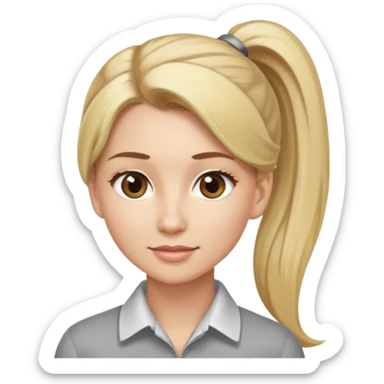 Professional woman with blonde hair in a ponytail and light brown eyes sticker