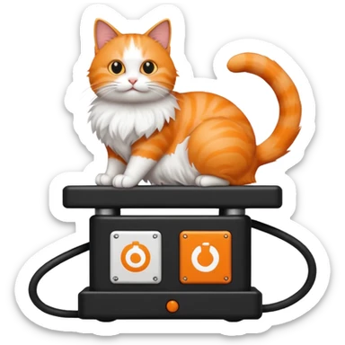 cat balancing on a carrier network switch as a beam sticker