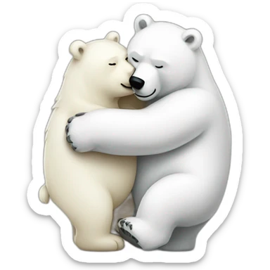 bear hugging polar bear sticker