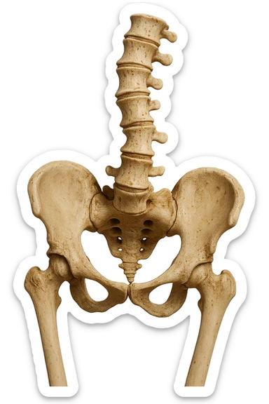 OSSA DI UN BACINO UMANO STORTO CON SPINA DORSALE STORTA, IPERREALISTICO 4K sticker