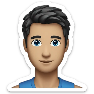 27 years old handsome man with blue eyes and black short hair sticker