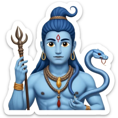 Mahadev real god  shiv not like cartoon  blue body and trishul and and had damru and nack around sanke  sticker