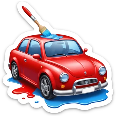 car with a paintbrush or paint drop sticker