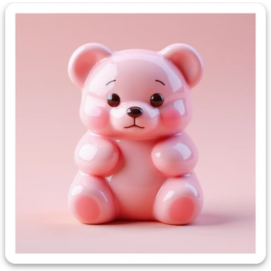 realistic pink candy shaped like a cute bear, photorealistic style sticker