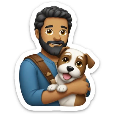 Bearded Hispanic holding little dog  sticker
