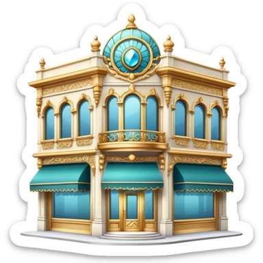Elegant jewelry store building with display windows sticker