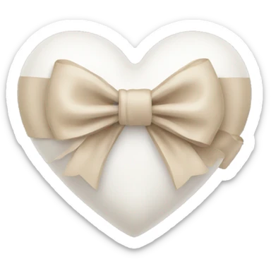 white heart with beige bow sticker
