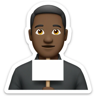 man standing holding placard on stick sticker