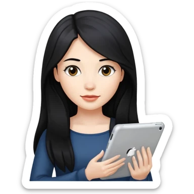 ESTUDIANTE CON IPAD mujer cabello largo sticker