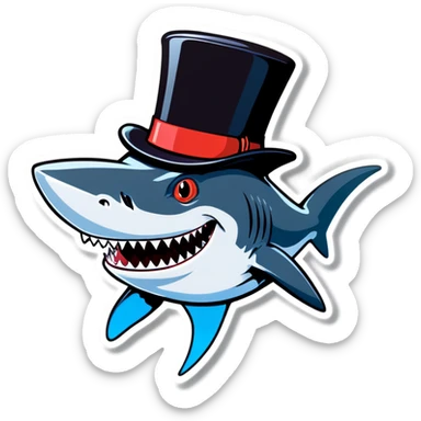 Shark with a top hat sticker