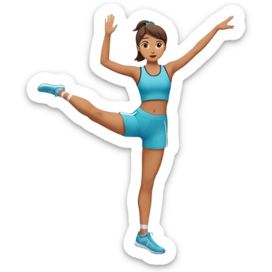 The girl stands on one leg, raising her leg to the very top  sticker