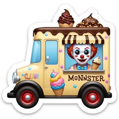 Crazy killer Clown Jenkins 4wd my monster 1924 racing ice cream with chocolate, nuts and sprinkles dream house food truck  sticker