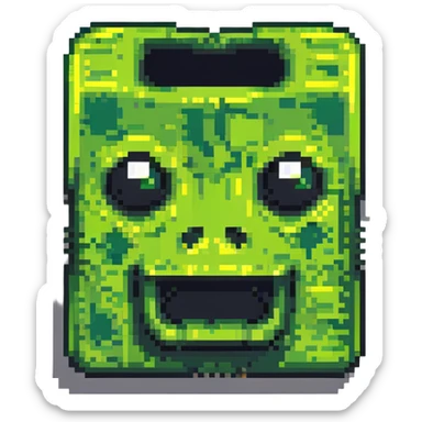 blocky pixelated Minecraft creeper face emoji, less realistic sticker