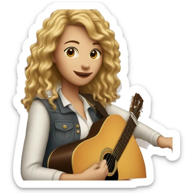 Lady playing acoustic guitar in a pub sticker