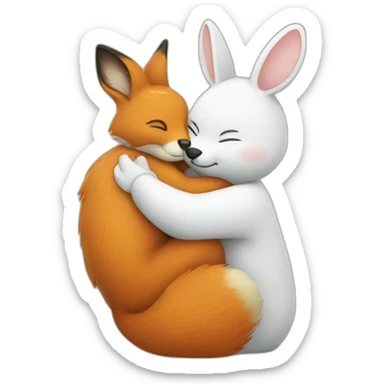 A Rabit hug a Fox  sticker