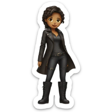 Girl wear leather and boots sticker