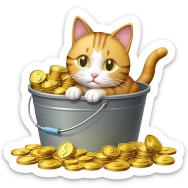 cat with money pail sticker