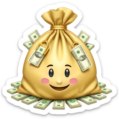 Luxury 3D emoji, overflowing money bag, stacks of cash, premium lighting, rich glossy look, ultra clean, transparent background


 sticker