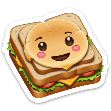 a sandwich with a cross emotji on it sticker
