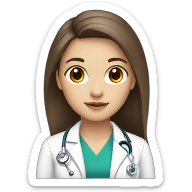 Girl white skin brown hair brown eyes doctor sticker