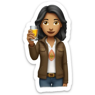 Peruvian female, drinking a shot of tequila sticker