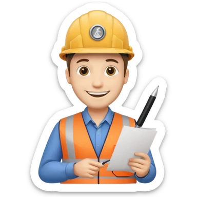 railway engineer carrying a piece of paper in front of him sticker