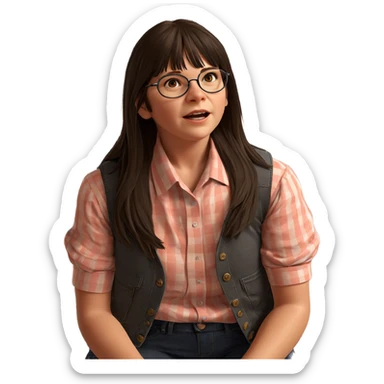 girl in glasses sitting down sticker