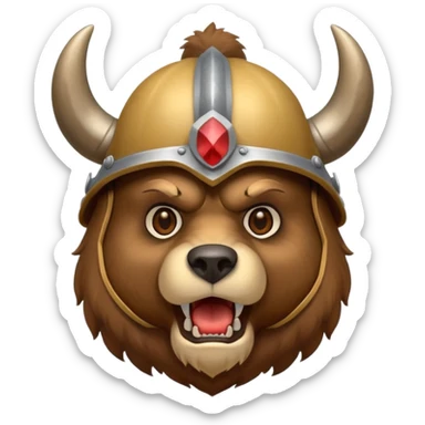 Bear wearing horned helmet growling sticker