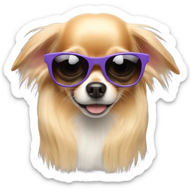 Long hair chihuahua with sunglasses  sticker