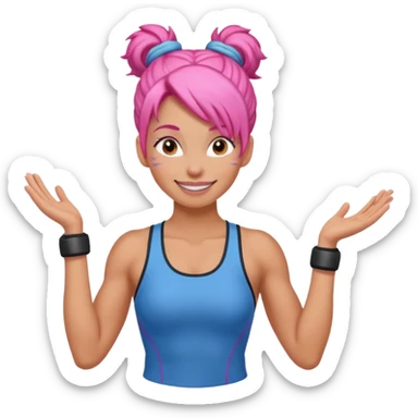 climber woman with pink bun hair sticker