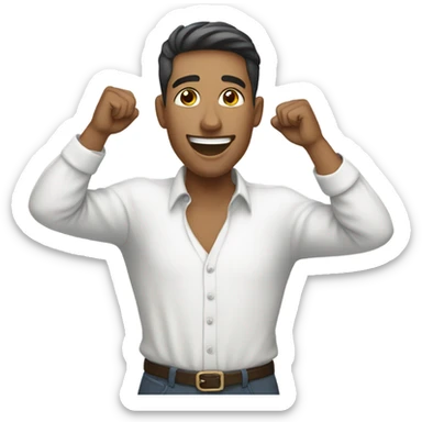 Guy in white longsleeve  wins sticker